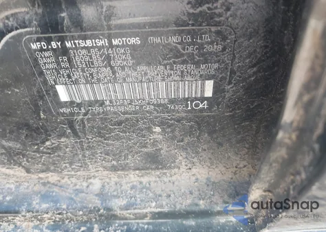 2019 Mitsubishi Mirage G4 Es из США, поврежденный, VIN ML32F3FJ5KHF09388